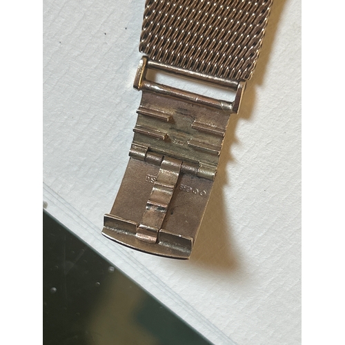 26 - 9ct gold Bulova Accutron wrist watch with gold strap. All parts marked .375. Complete with original ... 