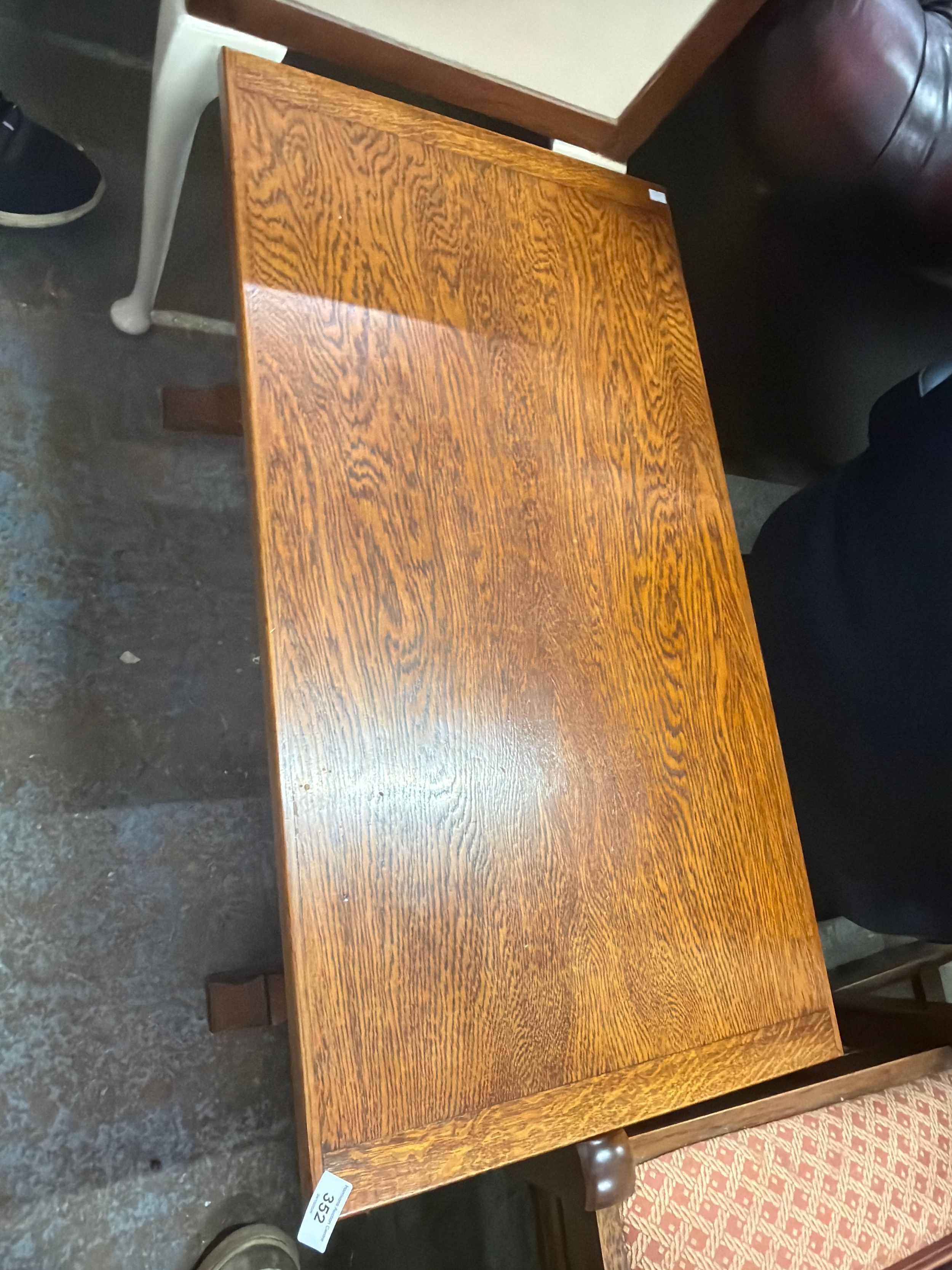 Oak refectory side table.