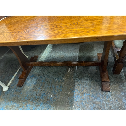 Oak refectory side table.