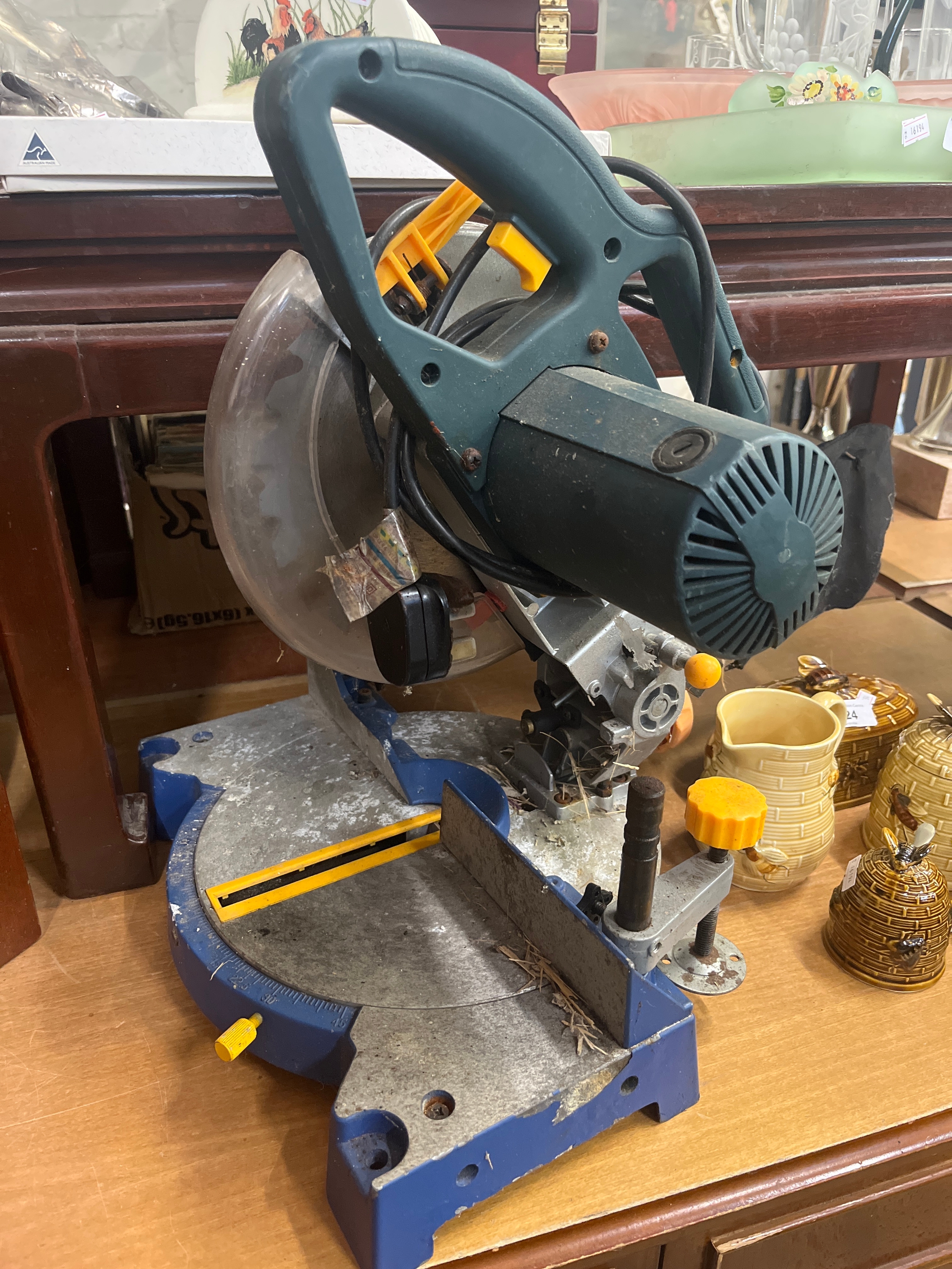 Power craft blue and grey electric compound mitre saw