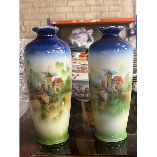 vintage hand-painted porcelain vases, featuring a distinctive three ...