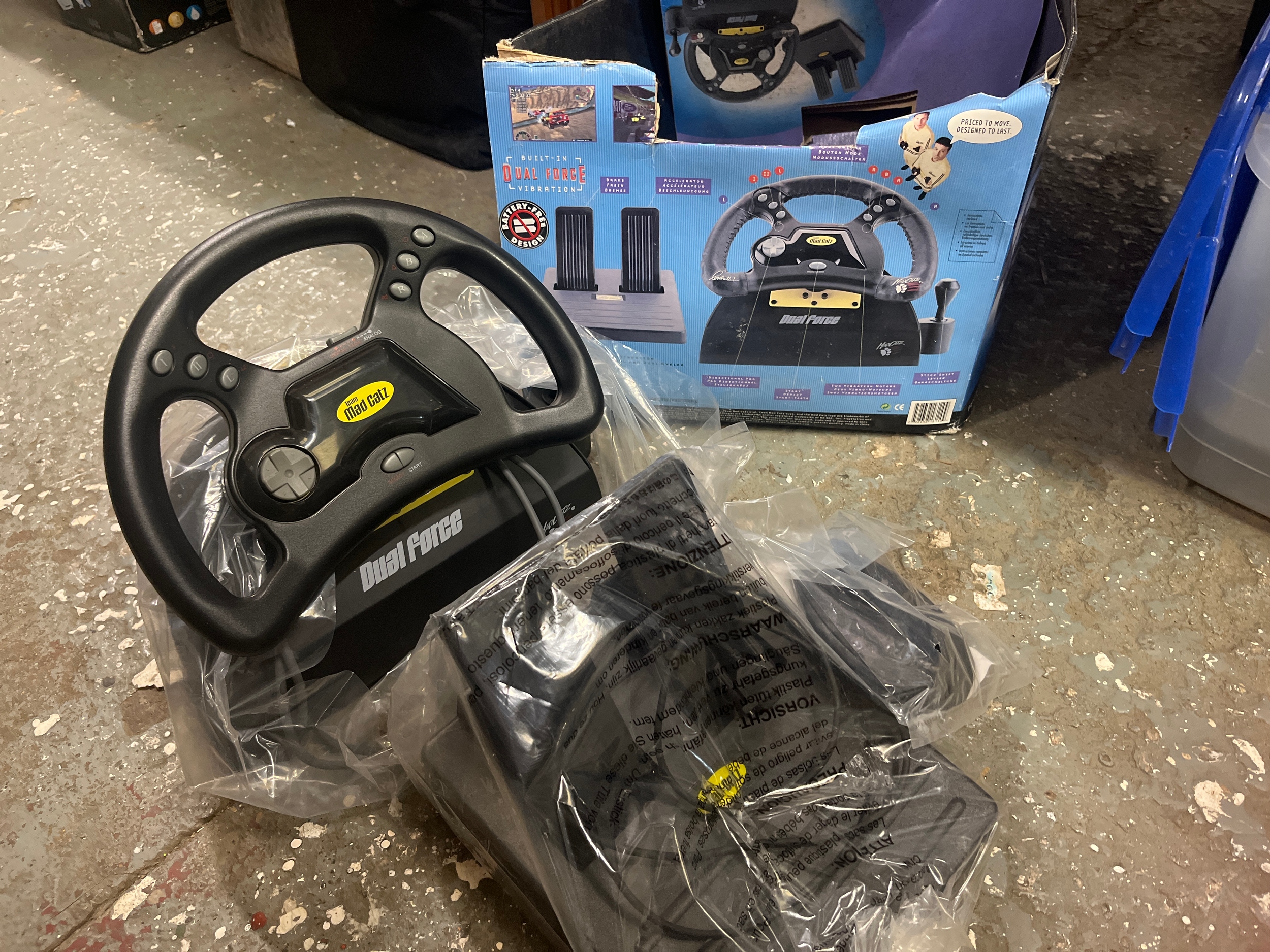 vintage Mad Catz Dual Force Racing Wheel and Pedal Set designed for the ...