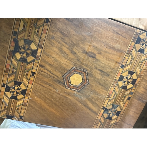 Victorian Tunbridge Ware wooden box featuring geometric parquetry, with ...