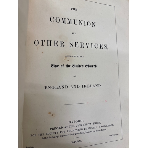 Antique Family Bible & a Communion book. Inscribed ‘presented to ...