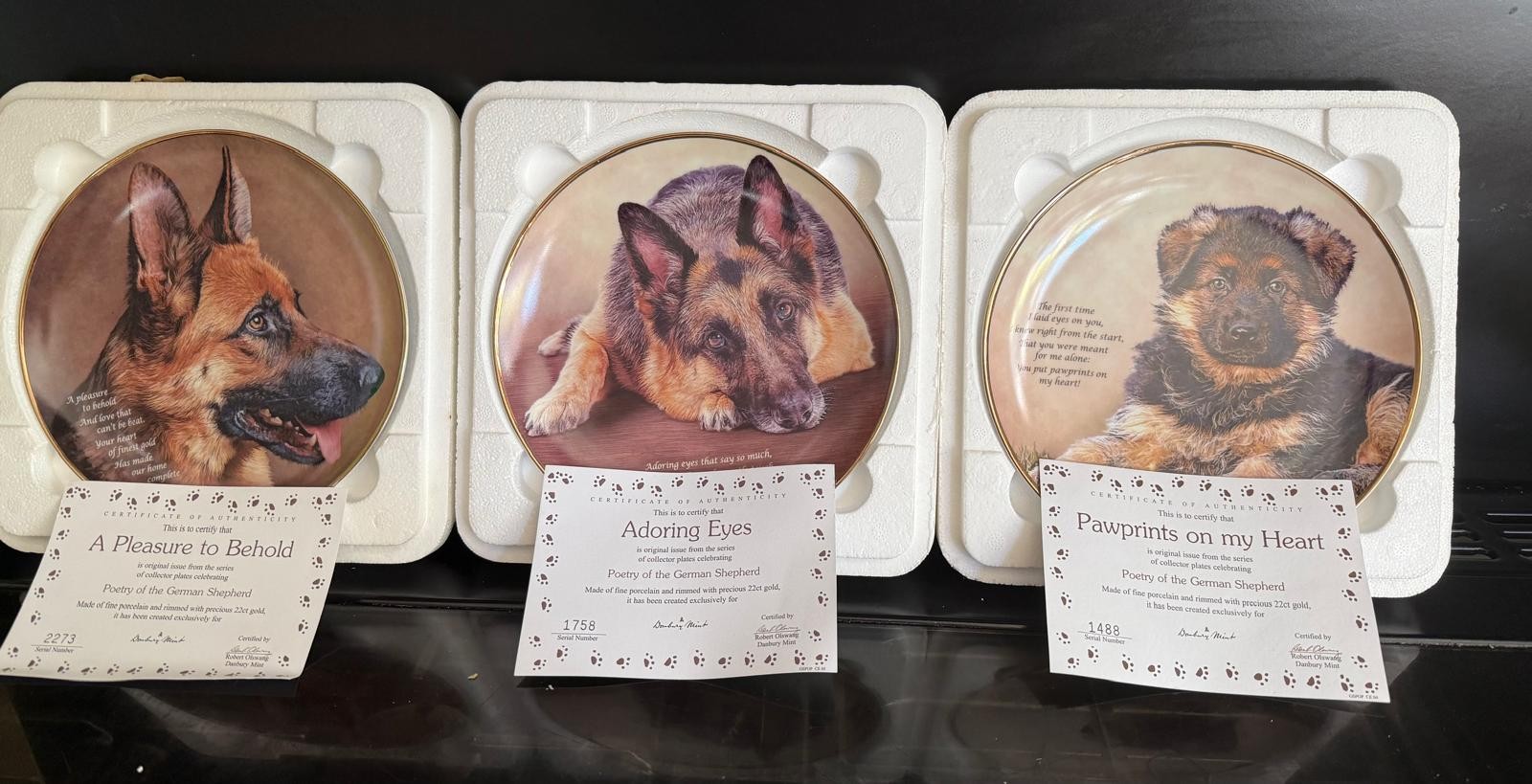 6 x Danbury Mint Plates from ‘The Poetry of the German Shepherd’ all ...