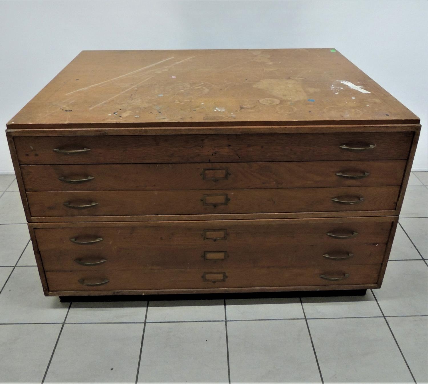 Vintage architects plan chest with 6 drawers