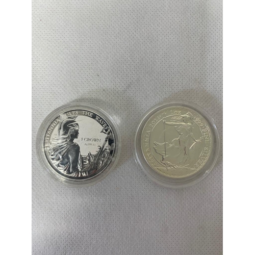 22 - 2 x 1 ounce silver coins GB and Canada