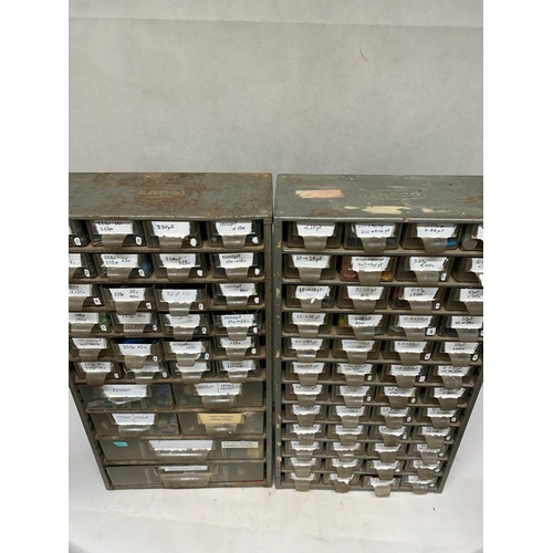 346 - 2 x vintage sets of drawers with capacitors and components