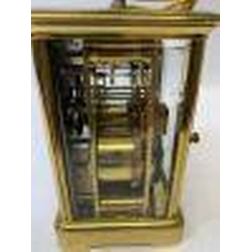 40b - A French Antique striking carriage clock 13 cm high