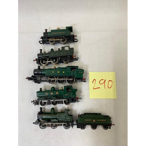 225 - Hornby GWR 101 class, GWR Green no bunker, AIRFIX GWR 14xx 1466 GWR Green, GWR 5101 Large Prairie 61... 