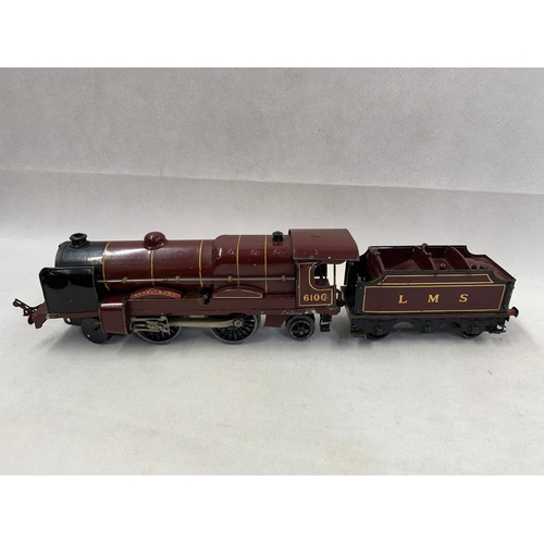 453 - Hornby 0 Gauge no. 6100 clockwork engine + 6 wheel tender in maroon for LMS10 
 Condition 2  
 619