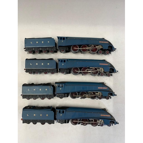 401 - 4 x 00 Gauge 3 Rail, Hornby Dublo LNER A4 7 'Sir Nigel Gresley' LNER Garter Blue all with Tenders 
 ... 