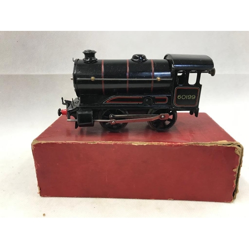 414 - Hornby 0 Gauge clockwork 4 wheel loco no.50 in BR black, with key, reversing 
 condition 2 
 533