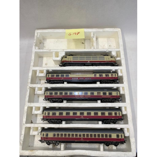 89 - LIMA 2 rail electric set. Rheingold TEE set & DB overhead engine. Observation, saloon & dining cars,... 