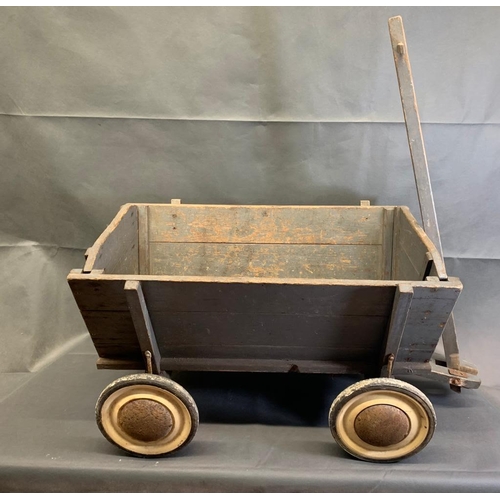 30 - A 1920-30s childs playcart, painted grey with removable ends