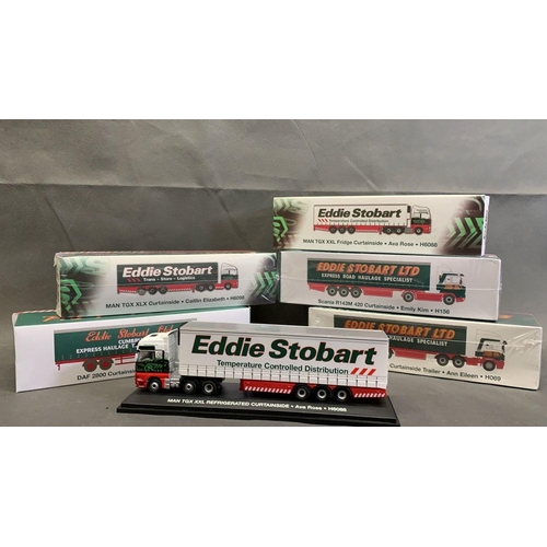 39 - 5 Eddie Stobart Curtainside trucks, Mint condition, boxed, 1:76 scale, die cast metal  
   
 
 ERF E... 