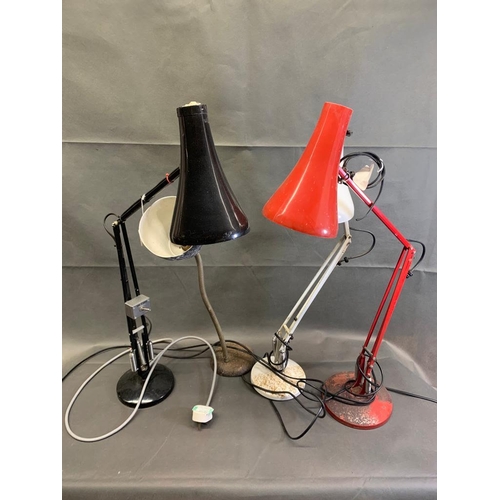 9 - A collection of 3 angle poise lamps with one other, in need of restoration