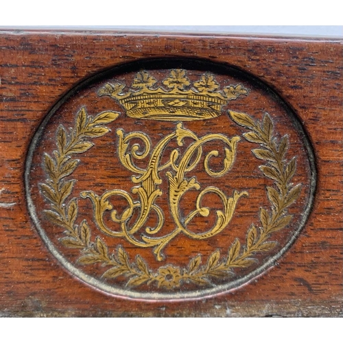 252 - A very interesting antique settee with scroll arms, brass inlays and carved claw feet, supported on ... 