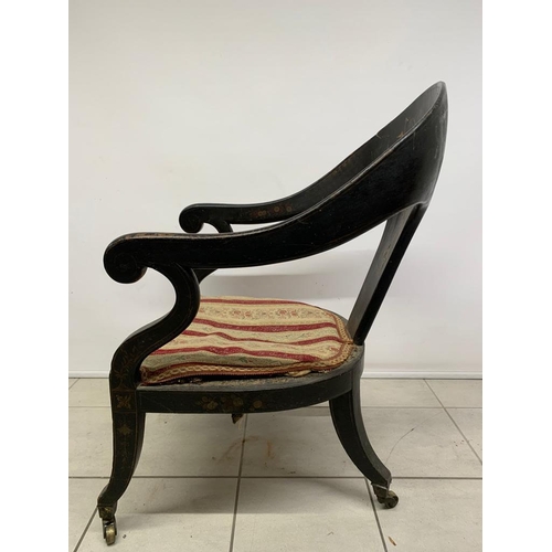 257 - A beautifully carves chinoiserie eighteenth century black lacquered chair