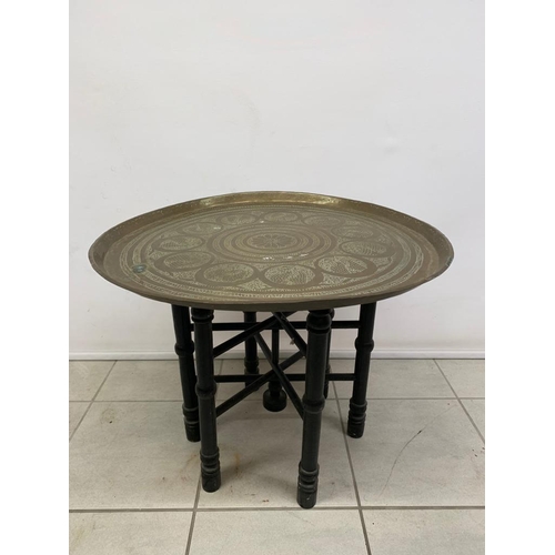 262 - Antique Indian Table with removable brass top