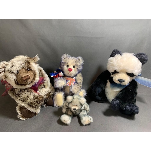 32 - Cotswold Buckingham 77/100 bear, Charlie Bears Panda, an original Anna Louise and a small TY Teddy