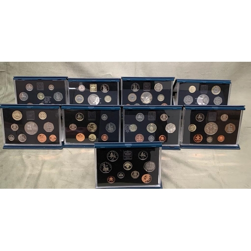 58 - 9 proof sets of royal mint coins 1991-1999