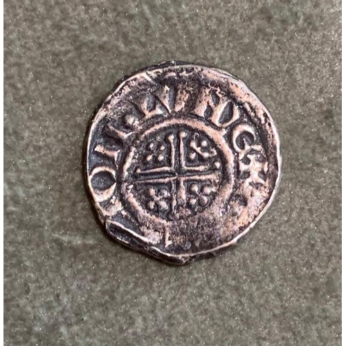 67 - A possibly Plantagenet 1189-1216 Richard 1 hammered silver penny, 18mm across, 1.8 grams