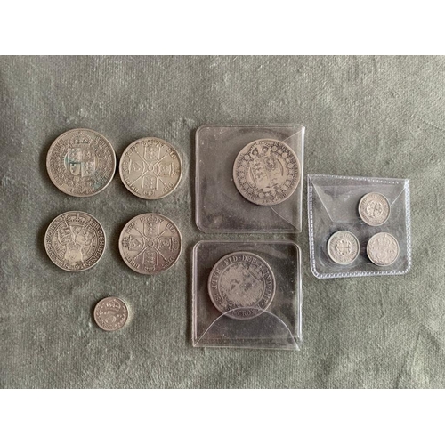 81 - 10 Victorian coins:  
 
 
 2 x 1887 Florins 
 1 x Two Shillings 1895 
 1 x 1887 Half Crown 
 1 ... 