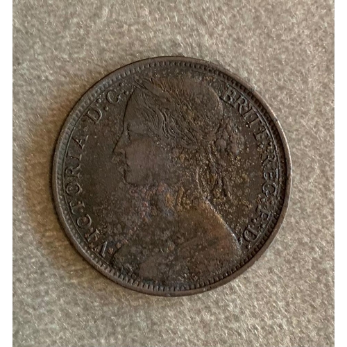 82 - A Heaton mint 1874 bun head penny