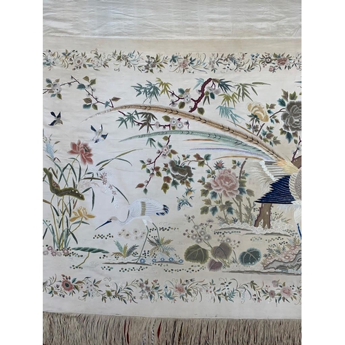 140 - An extraordinary and beautiful hand-made antique oriental silk embroidered wall hanging, depicting s... 