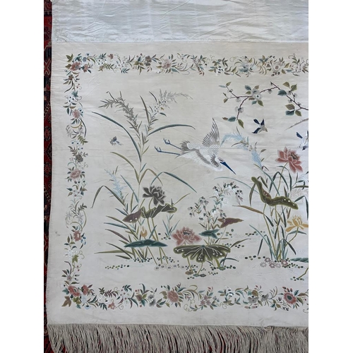 140 - An extraordinary and beautiful hand-made antique oriental silk embroidered wall hanging, depicting s... 