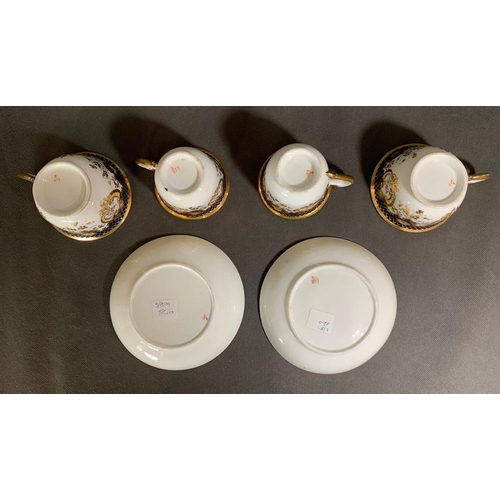 155 - A selection of Spode - 2 tea cups, 2 coffee cups and 2 saucers in blue and gilt design with flower p... 