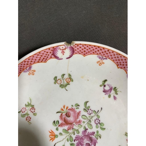 158 - Eighteenth Century Famille Rose tea cup, bowl and plate