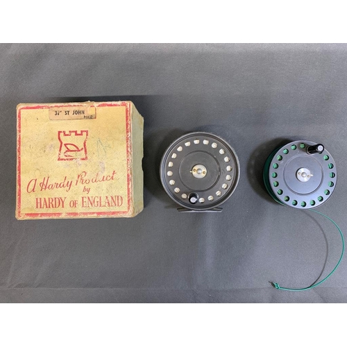 64 - Hardy The St John MK2 3 7/8 light salmon fly fishing reel. Comes with spare spool. Reel and spool ha... 