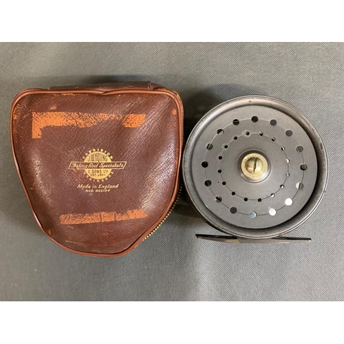 66 - OGDEN SMITHS vintage salmon fishing reel by Dingly. 4'' reel some slight wear to anodised finish on ... 