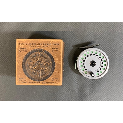 69 - Hardy. The Viscount 140 MK2 fly fishing reel in good clean condition with fly line comes with a vint... 