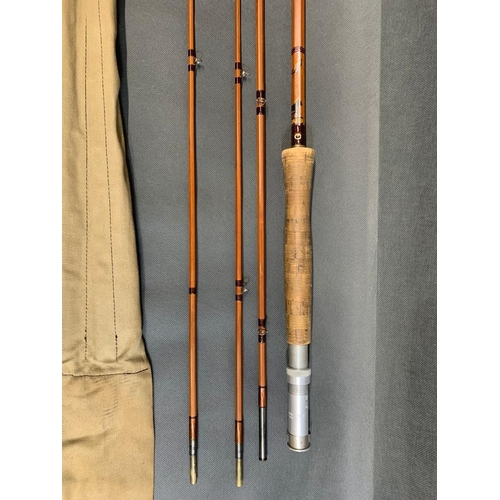 100 - Sharpes ''The Scottie'' 3 piece impregnated cane fly fishing rod with spare tip, copper wire reinfor... 