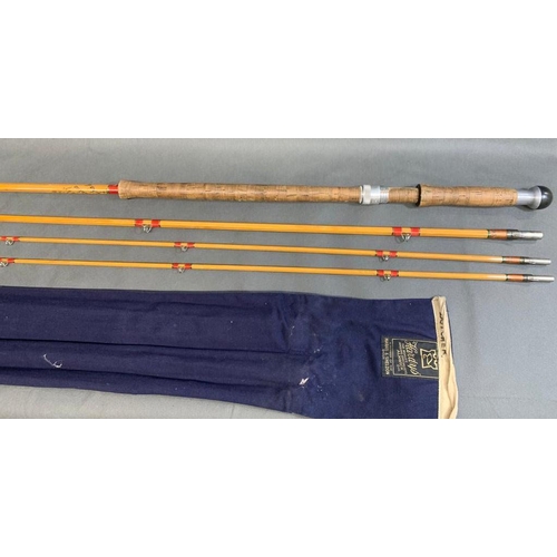 105 - Hardy ''The Wye Palakona'' 3 piece split cane salmon fishing rod 9 weight, 12'6''. No J28 9/4 with s... 