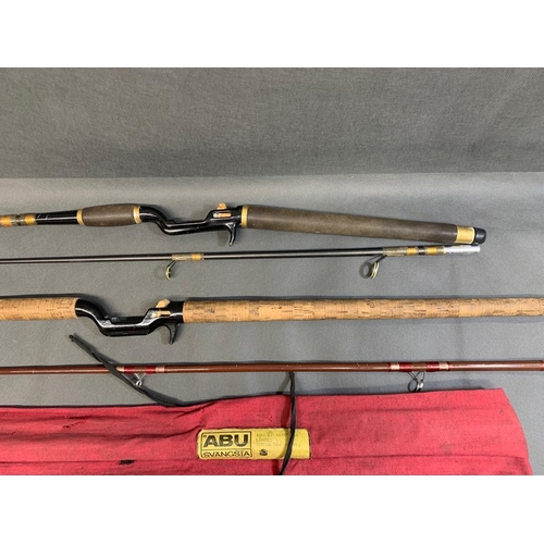 Two vintage Abu Atlantic Zoom casting fishing rods, A 460 9 foot 2 