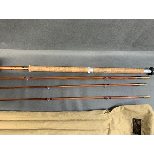 112 - Sharpes 3 piece salmon fishing rod ''The Aberdeen'' with spare top in makers own bag 12'6'' for 9 we... 