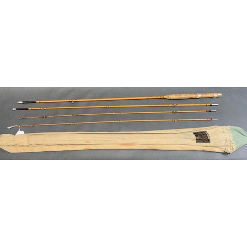 113 - Hardys ''The Hollolight'' Palakona hollow built fly fishing rod in mob. No. H38664, 3 piece with spa... 