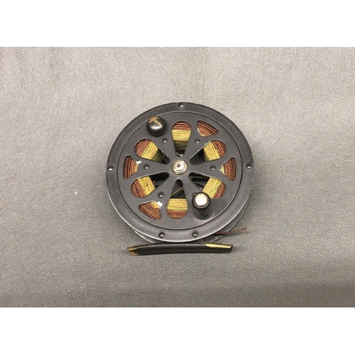 12 - Early Flueger Sal-Trout USA brass built heavily ventilated fly fishing reel with almost all original... 