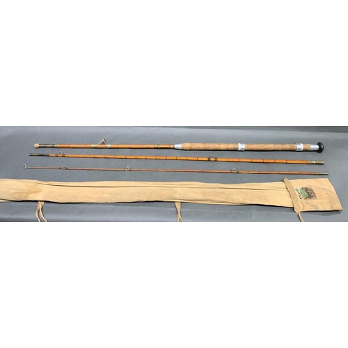 121 - Modarmco ''The Medway delux'' 3 piece splt cane hollow built 10 foot fishing rod for inshore or big ... 