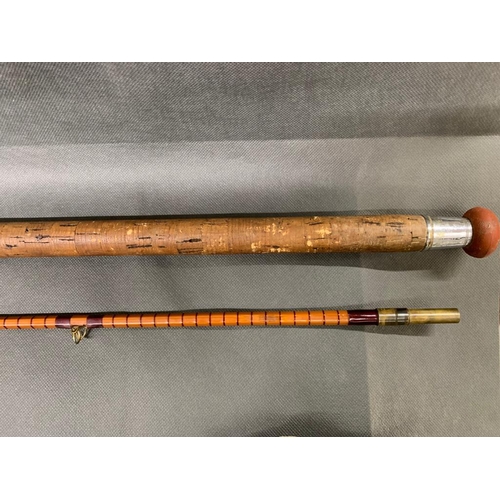 129 - B. James (Jim Bruce) MK IV 2 piece split cane carp fishing rod, London made, in VGC, as lightly fish... 