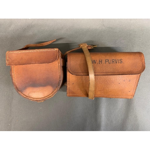 136 - Fly Wallet by PD Mallock of Perth in pigskin for WH Purvis, plus leather reel case for 4'' reel, som... 