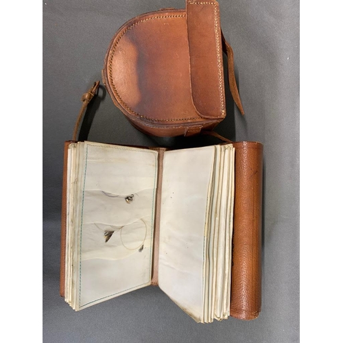 136 - Fly Wallet by PD Mallock of Perth in pigskin for WH Purvis, plus leather reel case for 4'' reel, som... 