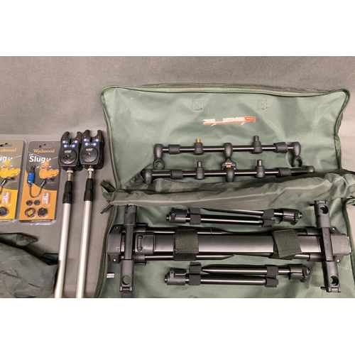 158 - Course Fishing Rod Pod, The Rogue by Leeda, including bite alarms and unused ''The Slug'' bobbins by... 