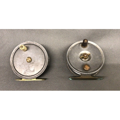 16 - Walker Bampton of Alnwick 2 1/2'' fly reel and another 2 1/2'' fly fishing reel with locking check f... 