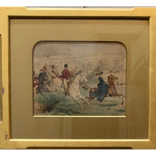 161 - 2 x 19th century watercolours of hunting scene by J Leech British 1817-1864 signed lower right, fame... 