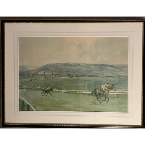 163 - 3 x Lionel Edwards signed prints framed and glazed : British 1878-1966, 2 x racing scenes, frame siz... 